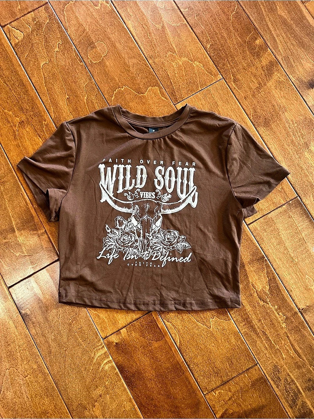 Wild Soul Faith Over Fear Graphic Crop Top Ladies Medium super soft material.